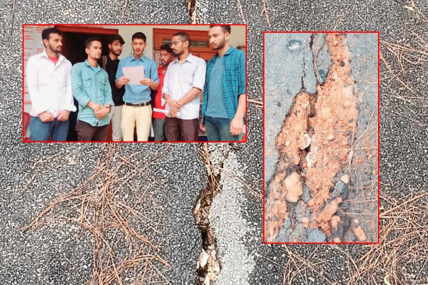 बैतडीमा सडक कालोपत्रे गरेको एकमहिनामै चीरा पर्यो, छानबीन गर्नुपर्ने युवाहरुको माग 